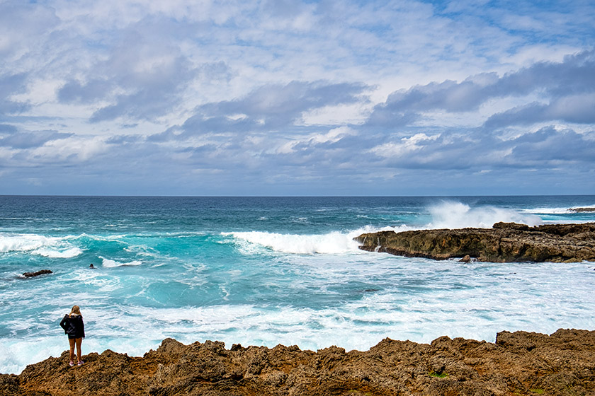 The surf can be pretty rough at Shark's Cove