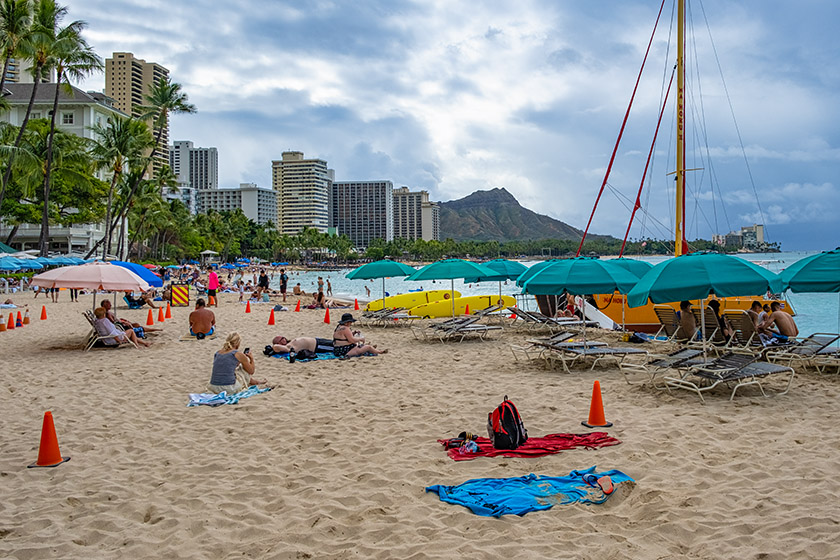 On the beach, looking towards Diamond Head