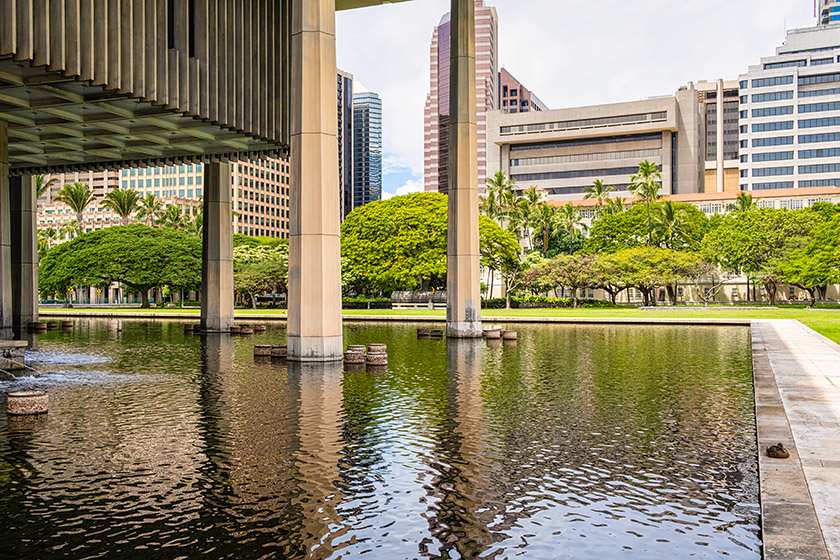 Next to the Hawaii State Capitol