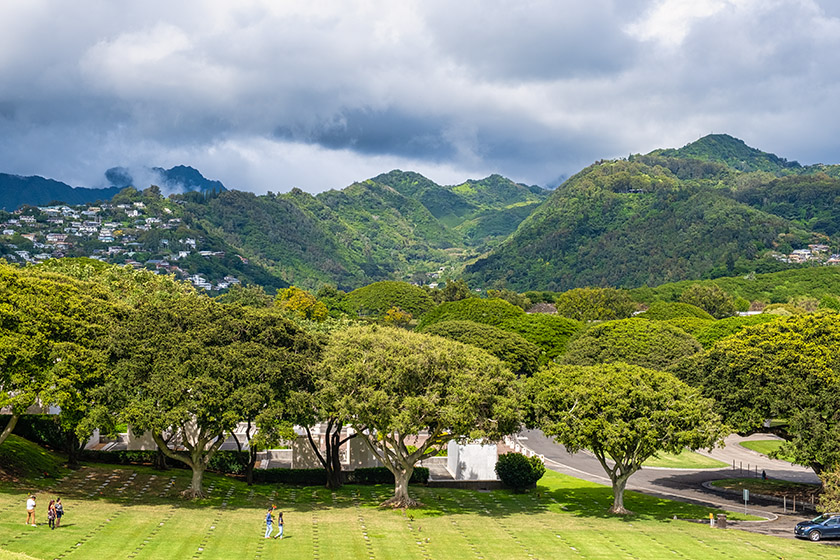 Looking from the crater to the mountains