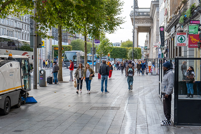 Strolling down O'Connell Street