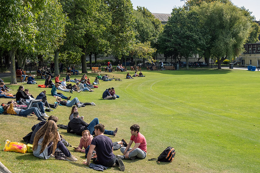 Students relaxing in College Park