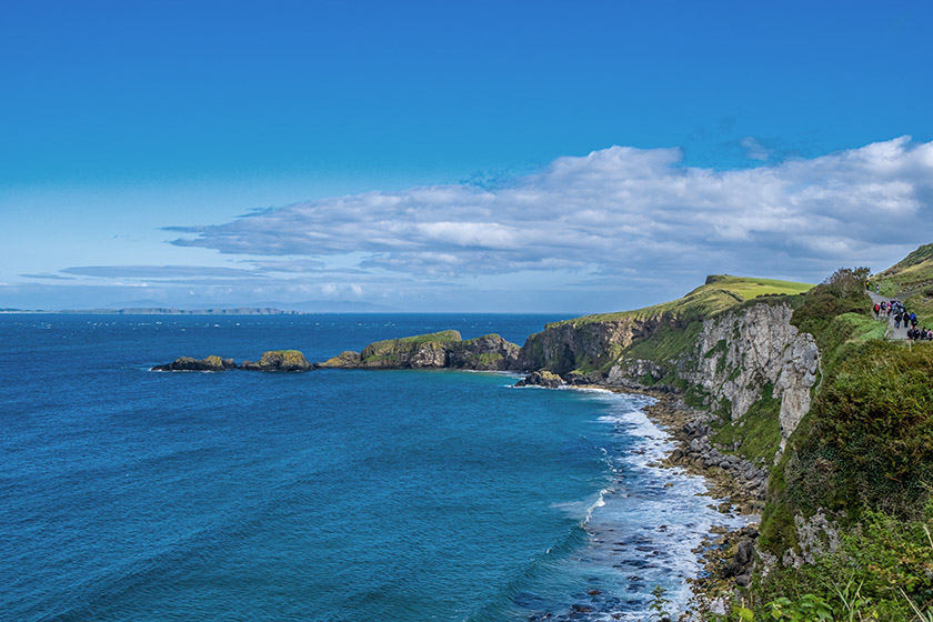 The view to the east with Rathlin Island in the far distance