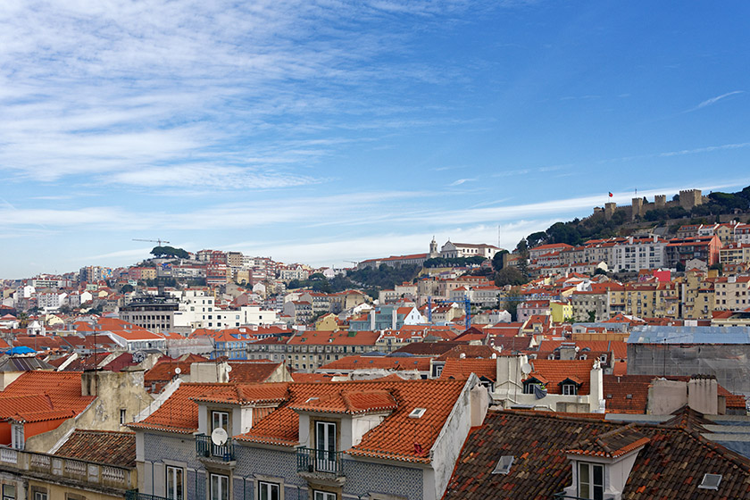 View over Lisbon from the top of the Santa Justa Elevator