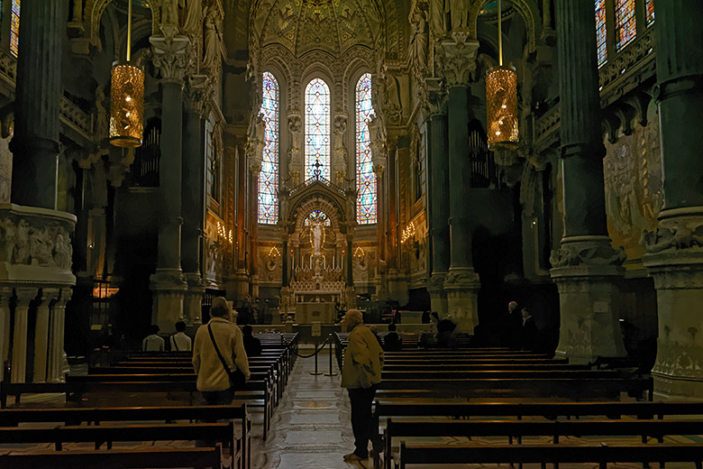 Inside the basilica of 'Notre-Dame de Fourvière'