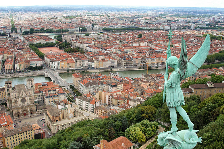 The archangel Michael looks out over Lyon