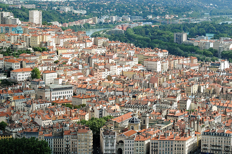 Looking across 'La Croix-Rousse' to the 'Parc de la Tête d'Or'