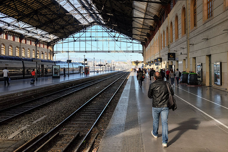 Moving down the platform to meet our train