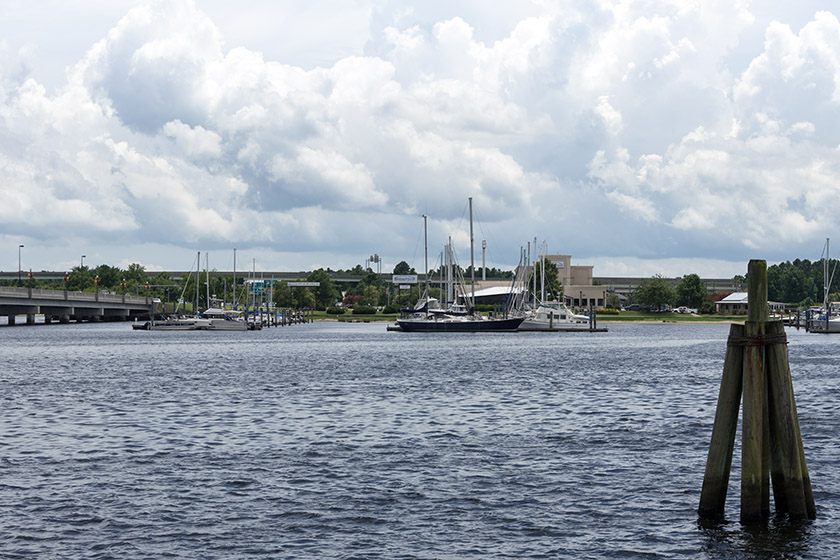 Looking to the Bridgepointe Hotel and Marina