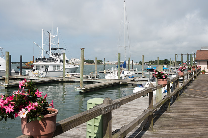 After a three-minute boat ride, we're back on Beaufort's boardwalk