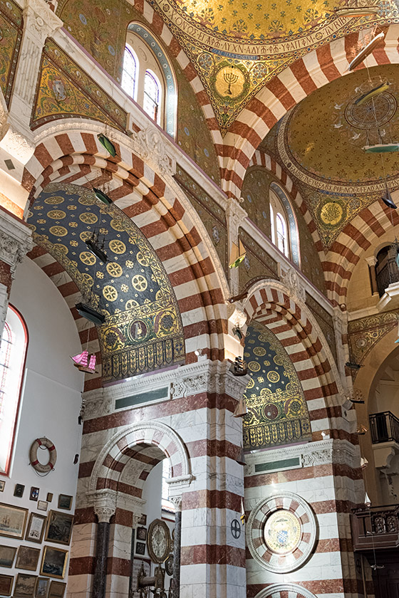 Looking up at the ceiling of the nave