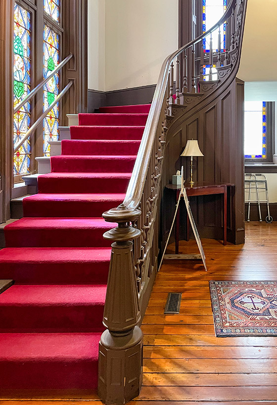 The steps to the church's upper floor *