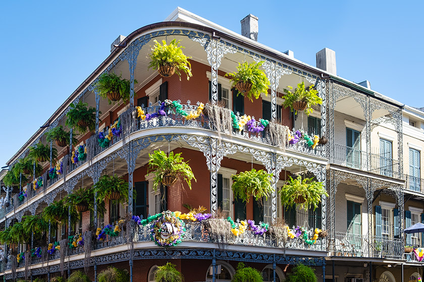 This one is decorated with the Mardi-Gras colors purple, green, and gold