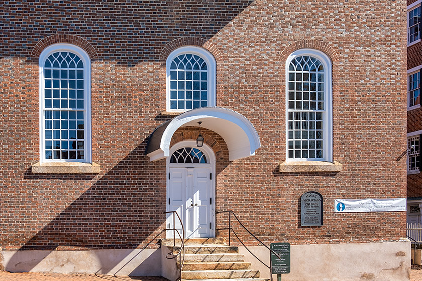 In front of the Home Moravian Church