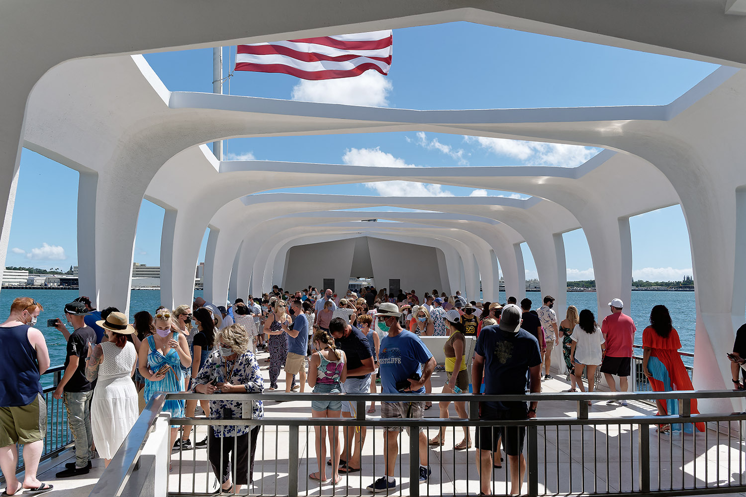 There were quite a few visitors inside the Arizona memorial