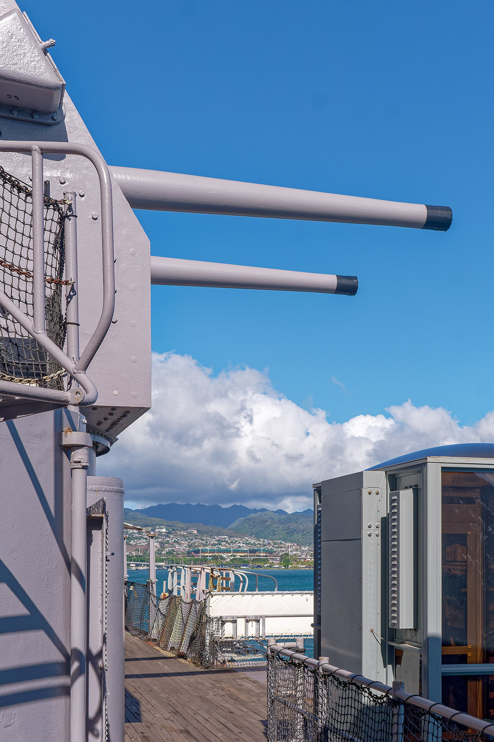 Two of the twenty 5-inch guns mounted amidships