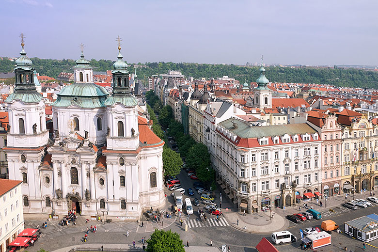 Saint Nicholas church and the elegant Pařížská Avenue