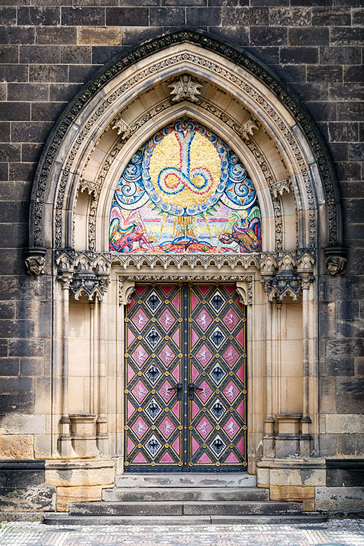 Basilica side door on Vyšehrad