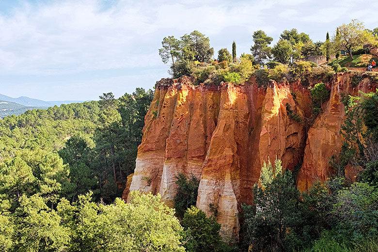 Ochre cliffs seen from the village