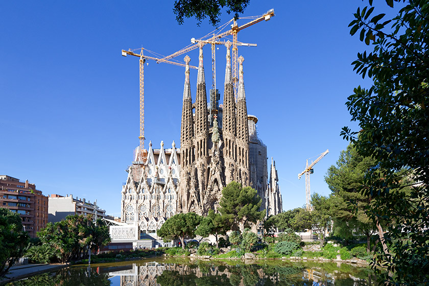 La Sagrada Família seen from the Plaça de Gaudi...