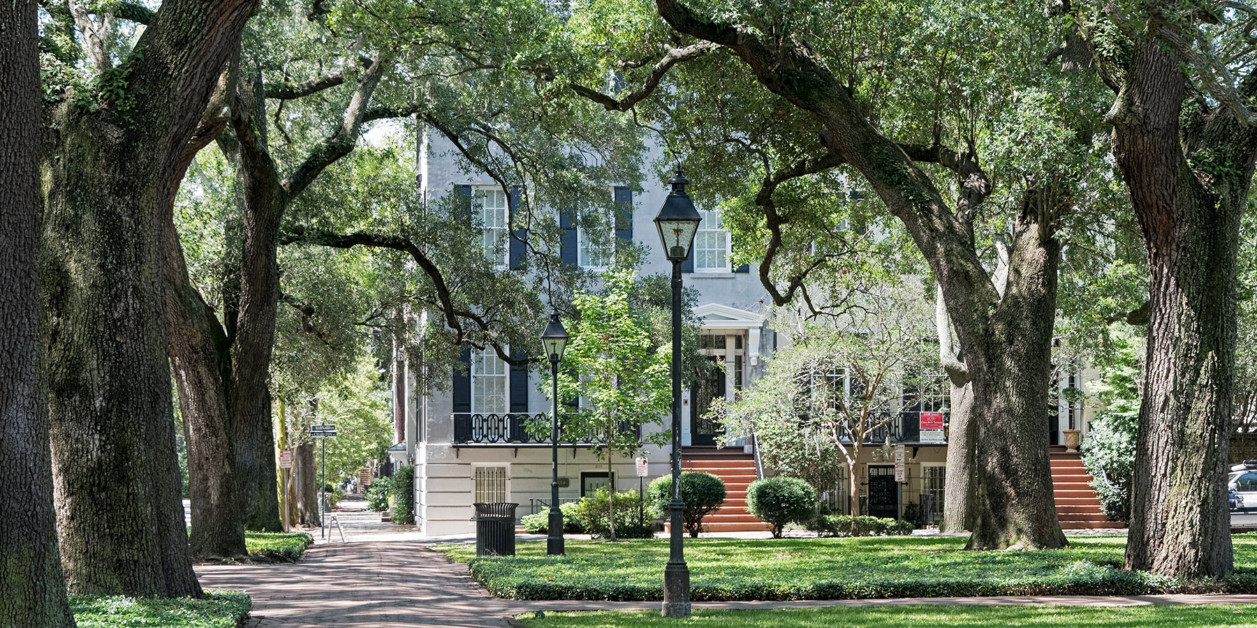 Looking from West Harris Street across Pulaski Square to West Charlton Street