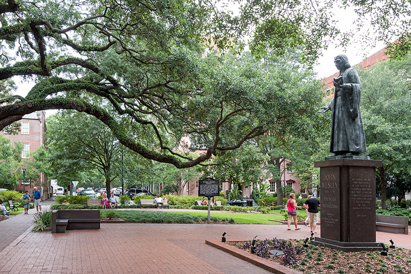 Reynolds Square and statue of John Wesley