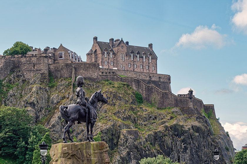 The Royal Scots Greys Monument in front of Castle Rock