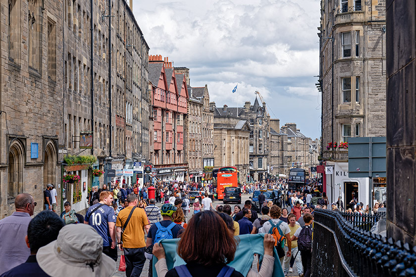 We have left the castle and are entering the Royal Mile