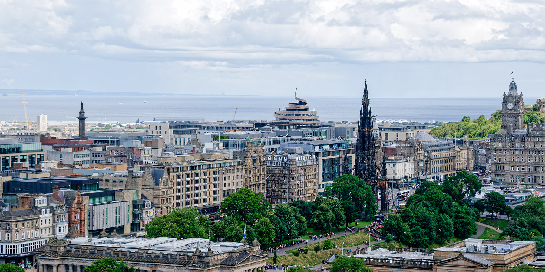 Looking from the castle toward the Scott Monument