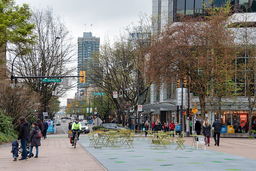 At the intersection of Robson and Hornby Streets