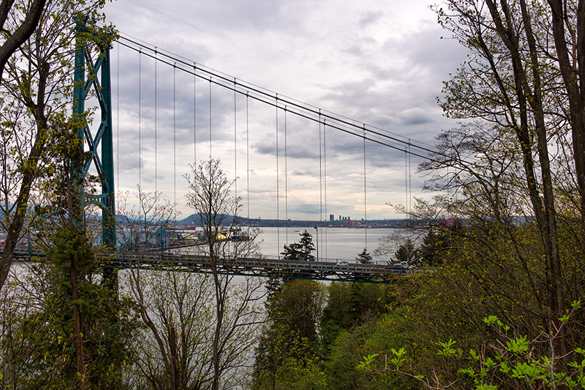 Looking east through the Lions Gate Bridge