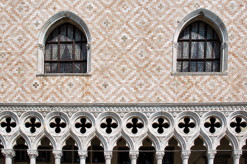 A portion of the façade of the Doge's Palace