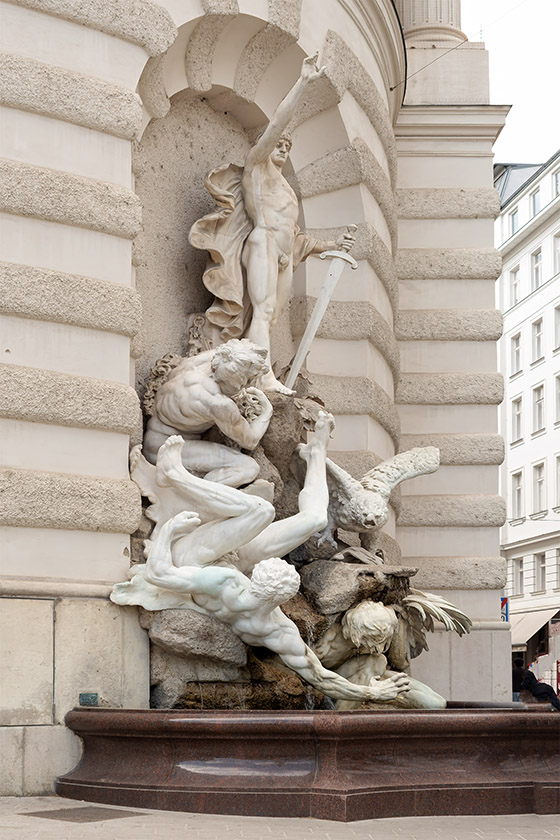 Fountain in the Hofburg's Michaelerplatz